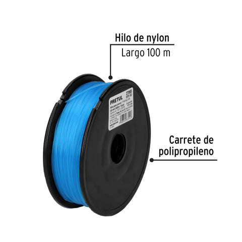 Carrete con 100 m de hilo para pesca azul calibre 0.80 mm | HIPE-80 | 27065
