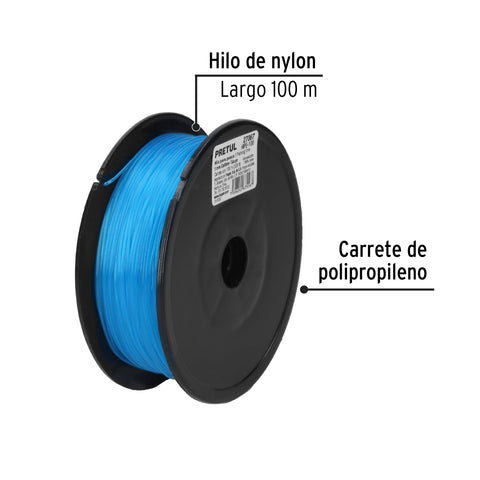 Carrete con 100 m de hilo para pesca azul calibre 1.00 mm | HIPE-100 | 27067