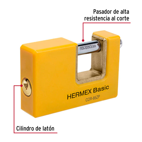 Candado antipalanca 85 mm cuerpo metálico, HERMEX BASIC | COR-85ZP | 27088