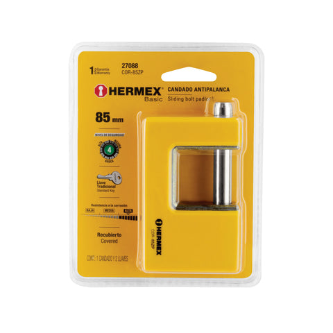 Candado antipalanca 85 mm cuerpo metálico, HERMEX BASIC | COR-85ZP | 27088
