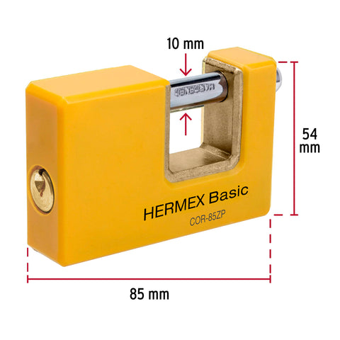 Candado antipalanca 85 mm cuerpo metálico, HERMEX BASIC | COR-85ZP | 27088
