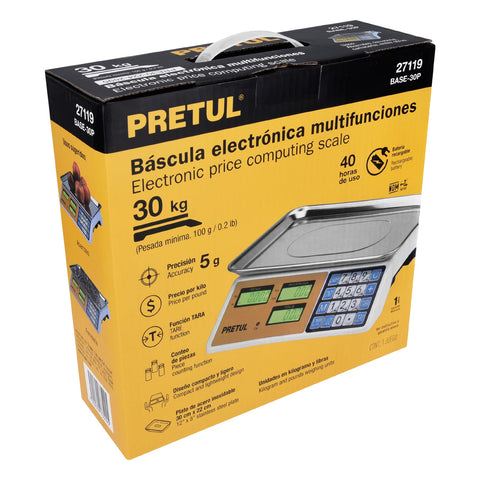 Báscula electrónica multifunciones 30 kg, Pretul | BASE-30P | 27119