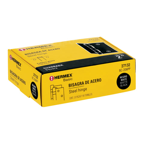 Bisagra cuadrada 2', negro mate, cabeza plana, BASIC | BC-206PP | 27132