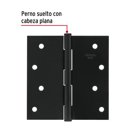 Bisagra cuadrada 4', negro mate, cabeza plana, BASIC | BC-406PP | 27136