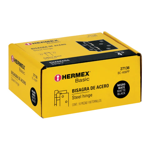 Bisagra cuadrada 4', negro mate, cabeza plana, BASIC | BC-406PP | 27136