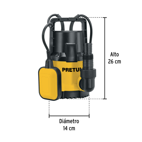 Bomba sumergible plástica, 1/2 HP para agua limpia, PRETUL | BOS-1/2LPP | 27195