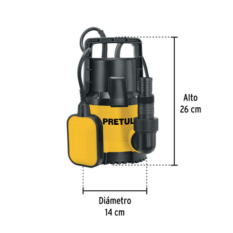 Bomba sumergible plástica, 3/4 HP para agua limpia, PRETUL | BOS-3/4LPP | 27196