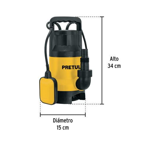 Bomba sumergible plástica, 1-1/2 HP para agua sucia, PRETUL | BOS-1-1/2SPP | 27199