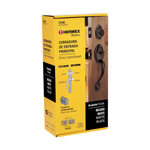 Jaladera y perilla, Berna llave-llave, negro, BASIC | CEP-62PJP | 27238