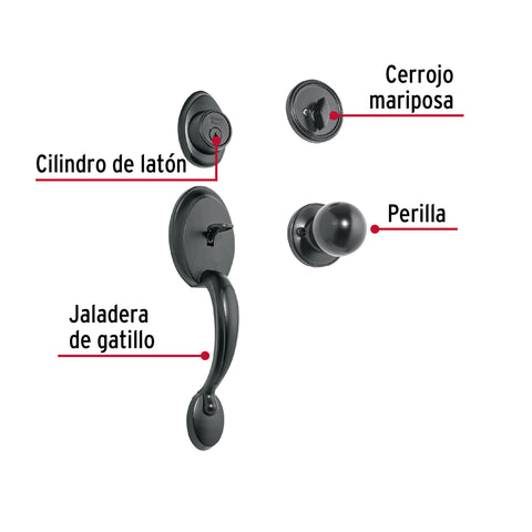 Jaladera y perilla, Berna llave-mariposa, negro, BASIC | CEP-61PJP | 27239