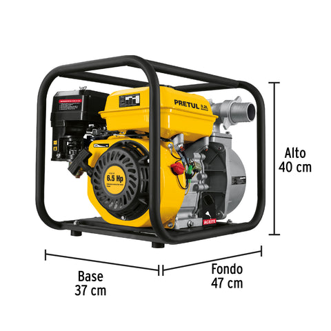 Motobomba autocebante 2'x2', gas. 6-1/2HP, agrícola, PRETUL | MOTB-2P | 28029