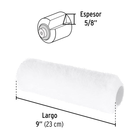 Felpa para rodillo, 9x5/8',superficies poco rugosas, PRETUL | R-ROPI-915P | 28042