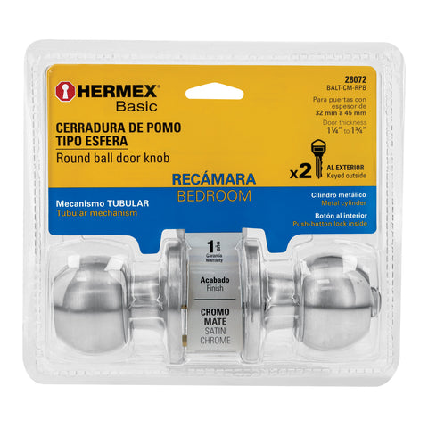 Cerradura esfera tubular, recámara, cromo, blíster, BASIC | BALT-CM-RPB | 28072