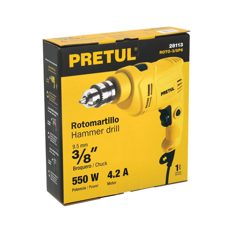 Rotomartillo 3/8', 550W, PRETUL | ROTO-3/8P6 | 28113