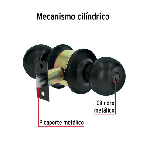 Cerradura tipo esfera, cilíndrico, entrada, negro, BASIC | BAL-NE-EP | 28137