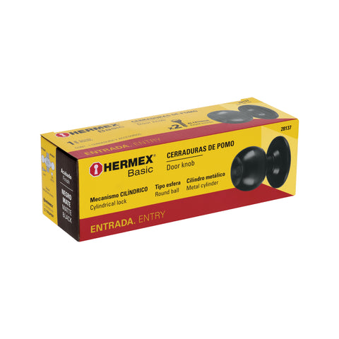 Cerradura tipo esfera, cilíndrico, entrada, negro, BASIC | BAL-NE-EP | 28137