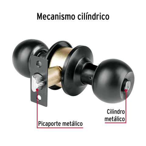 Cerradura esfera, cil, recámara, negro, blíster, BASIC | BAL-NE-RPB | 28141