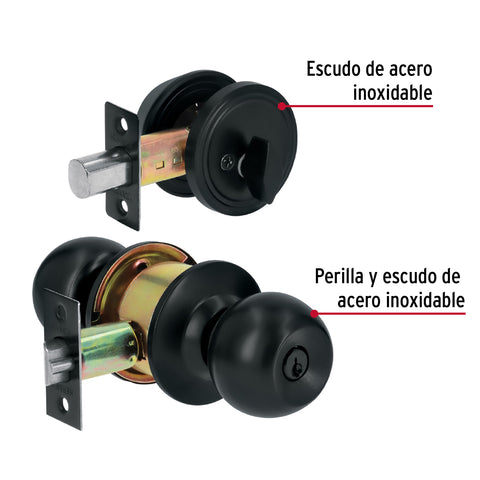 Combo cerraduras, llave-mariposa, Negro, HERMEX BASIC | CMB-61P | 28143