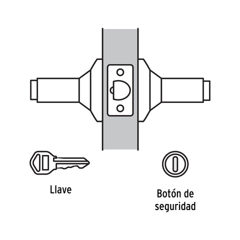Cerradura manija 'Milán' p/recámara, negro, cil latón, BASIC | CEMA-6RB | 28153