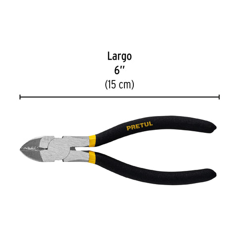 Pinza de corte diagonal 6' mango de vinil, a granel, Pretul | PCD-6PG | 28159