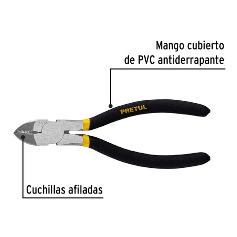 Pinza de corte diagonal 6' mango de vinil, a granel, Pretul | PCD-6PG | 28159