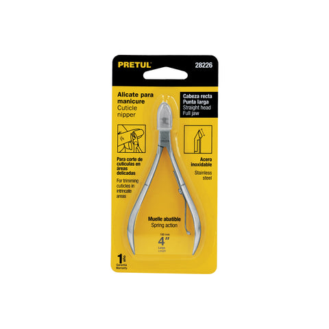 Alicate para manicure 4', cabeza recta, punta larga, PRETUL | UNA-240P | 28226