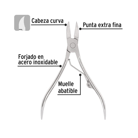 Alicate para pedicure 4-3/4', cabeza curva, extrafina,PRETUL | UNA-348P | 28230