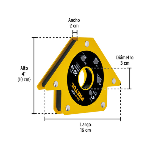 Escuadra magnética p/soldar, 4', capacidad 20 kg, PRETUL | ESM-4P | 28243