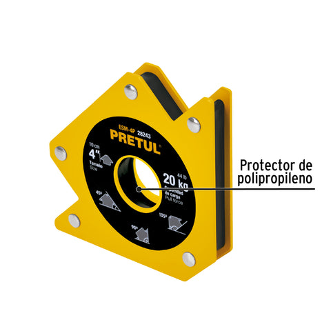 Escuadra magnética p/soldar, 4', capacidad 20 kg, PRETUL | ESM-4P | 28243