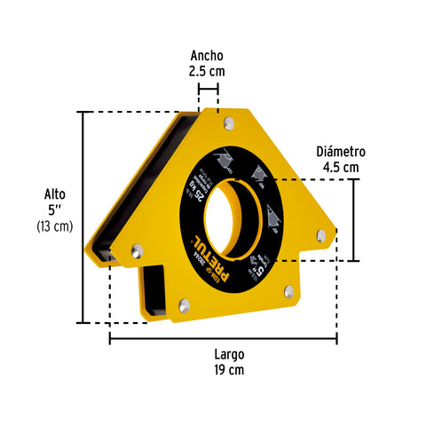 Escuadra magnética p/soldar, 5', capacidad 25 kg, PRETUL | ESM-5P | 28244