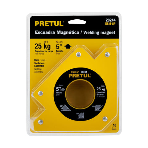 Escuadra magnética p/soldar, 5', capacidad 25 kg, PRETUL | ESM-5P | 28244