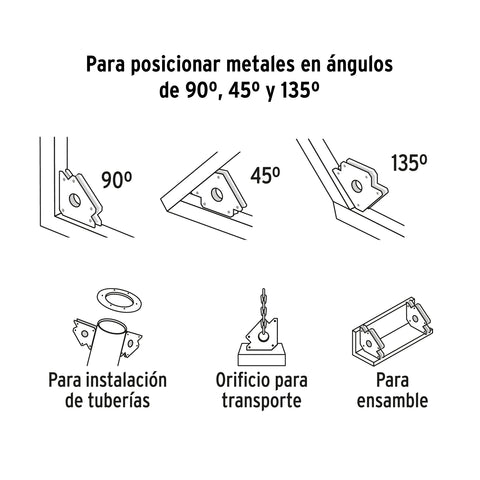 Escuadra magnética p/soldar, 5', capacidad 25 kg, PRETUL | ESM-5P | 28244