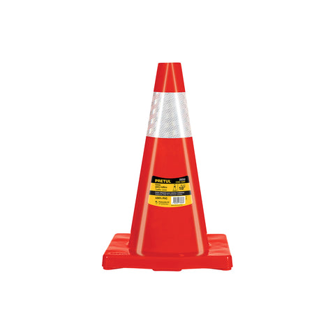 Cono de precaución de 45 cm de PVC con reflejante, Pretul | CONO-45RP | 28252