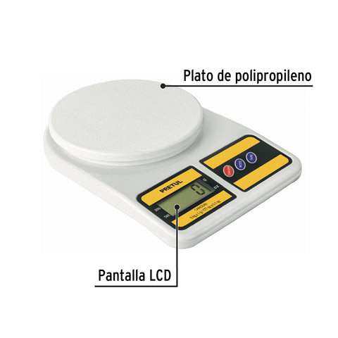 Báscula digital para cocina, plato de poliprop, 5 kg, Pretul | BASE-5EPP | 28309