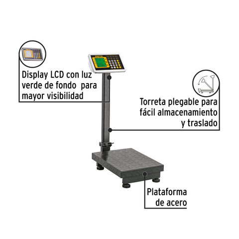 Báscula electrónica de plataforma, plegable, 100 kg. Pretul | BAS-100PLAP | 28461
