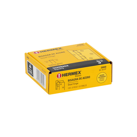 Bisagra cuadrada 3', latonado, cabeza plana, HERMEX BASIC | BC-301PP | 28800