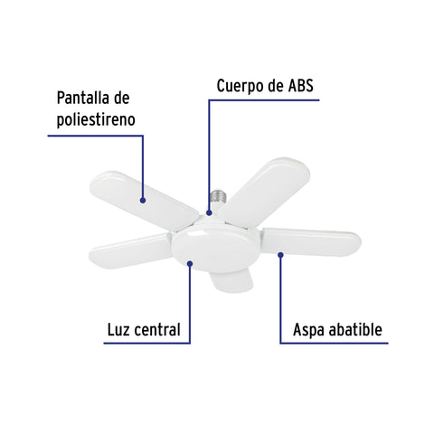 Lámpara LED 50W tipo ventilador, 5 aspas ajustables, VOLTECK | LED-550V | 29006