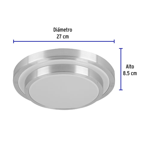 Luminario LED plafón decorativo 18W 6500K, metálico, BASIC | PLA-703L | 29007