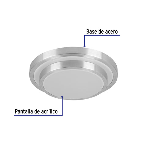 Luminario LED plafón decorativo 18W 6500K, metálico, BASIC | PLA-703L | 29007
