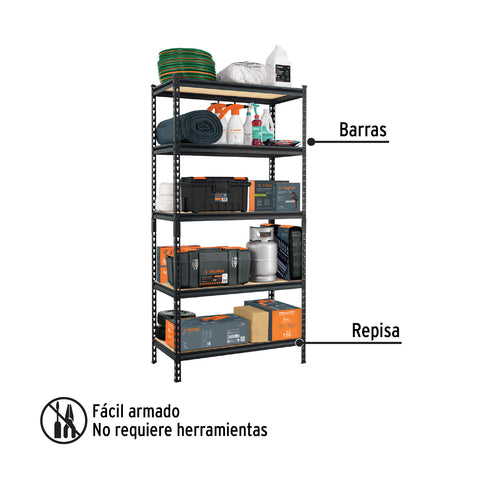 Estante metálico 5 repisas MDP cap. 60 Kg,180x45x90, PRETUL | ESME-601 | 29023