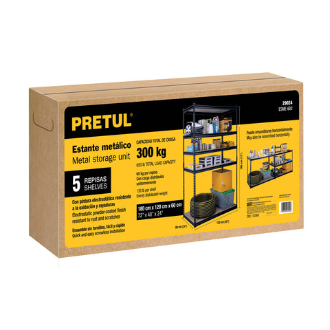 Estante metálico 5 repisas MDP cap. 60 Kg,180x60x120, PRETUL | ESME-602 | 29024