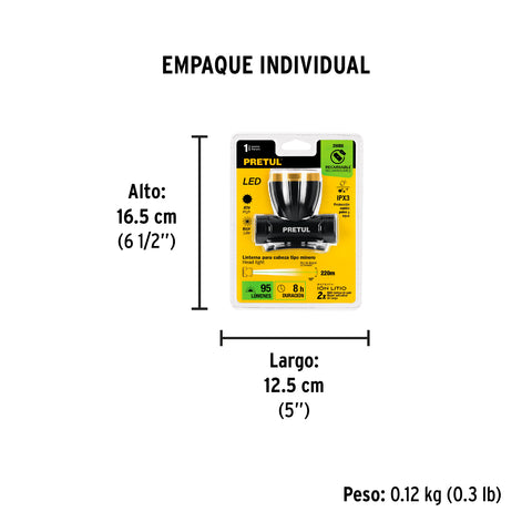 Linterna de minero LED 95 lm, recargable, PRETUL | LI-CA-90RP | 29088
