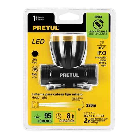 Linterna de minero LED 95 lm, recargable, PRETUL | LI-CA-90RP | 29088