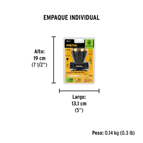 Linterna de minero LED 160 lm recargable, PRETUL | LI-CA-125RP | 29089