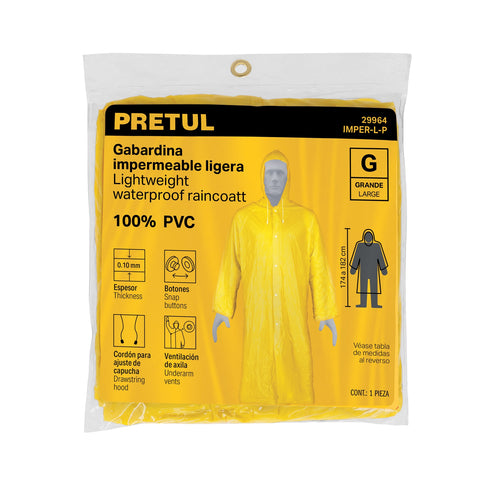 Gabardina impermeable ligera de PVC, talla G, Pretul | IMPER-L-P | 29964
