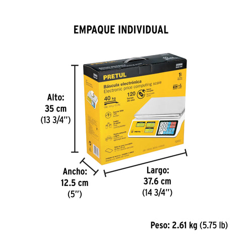 Báscula electrónica multifunciones 40 kg, Pretul | BASE-40P | 29966