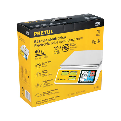 Báscula electrónica multifunciones 40 kg, Pretul | BASE-40P | 29966