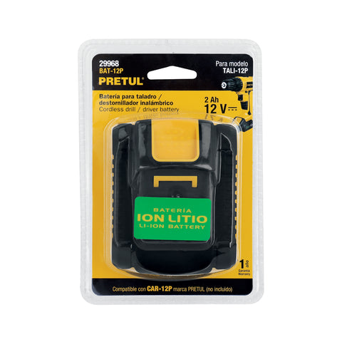 Batería ion litio, 12V, 2 Ah, PRETUL | BAT-12P | 29968