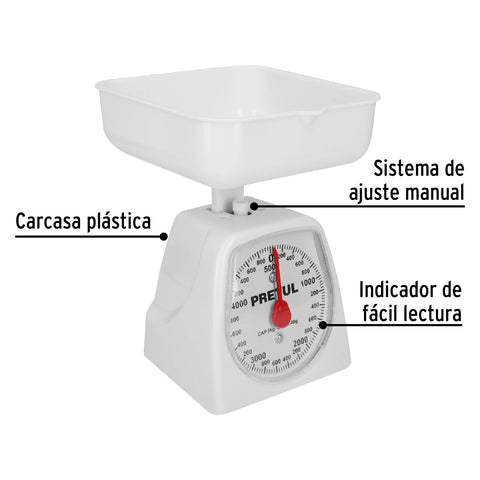 Báscula mecánica para cocina 5 Kg, Pretul | BAS-5CP | 29973