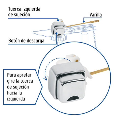 Botón frontal plástico cromado para WC, FOSET | PW-022 | 40009